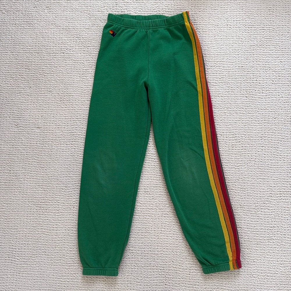 Aviator Nation Green Stripe Sweatpants Size 12 unisex
